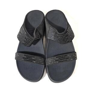 Fitflop Crystal Glitter Flare sandals Slides rhinestone Women's Sz 8 Shoes